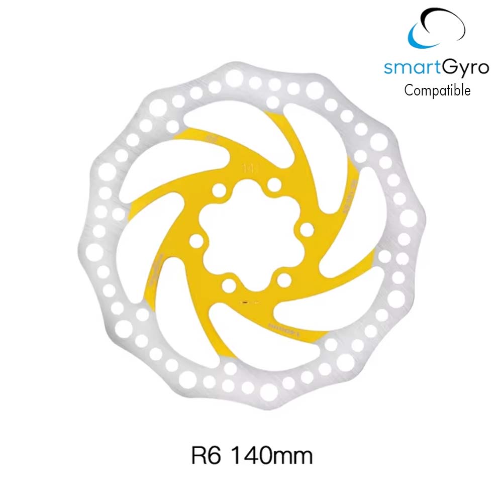 Disco de freno 140mm amarillo – 6 agujeros (Smartgyro / Kugoo y similares)