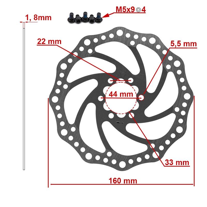 Disco de freno R6.1 160mm 6H plata