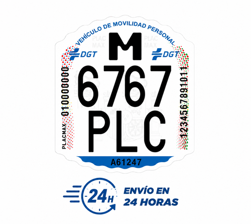 Matrícula DGT Homologada para patinete eléctrico