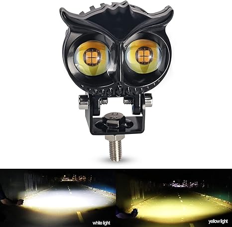 Motorrad-Nebelscheinwerfer (Eule), LED-Motorradscheinwerfer, Eulenform mit Fern- und Abblendlicht, universelles Motorrad-Fahrlicht für 9-60-V-Motorräder,