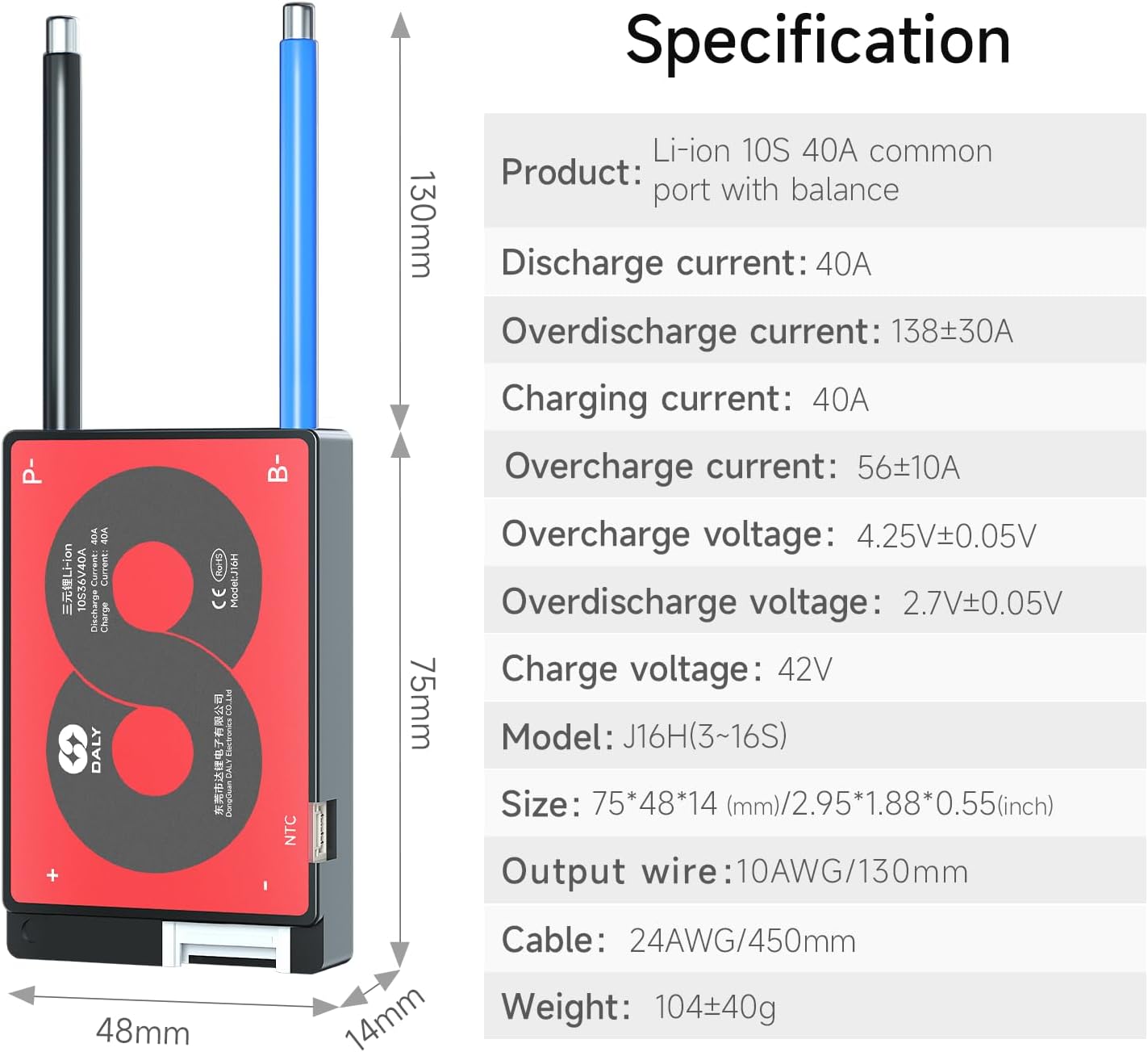 BMS 10S 36V 40A DALY – Nueva generación