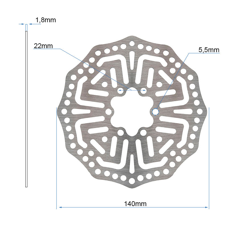 Disco de freno EWD004 para Kukirin G2 pro - 140mm - 6H