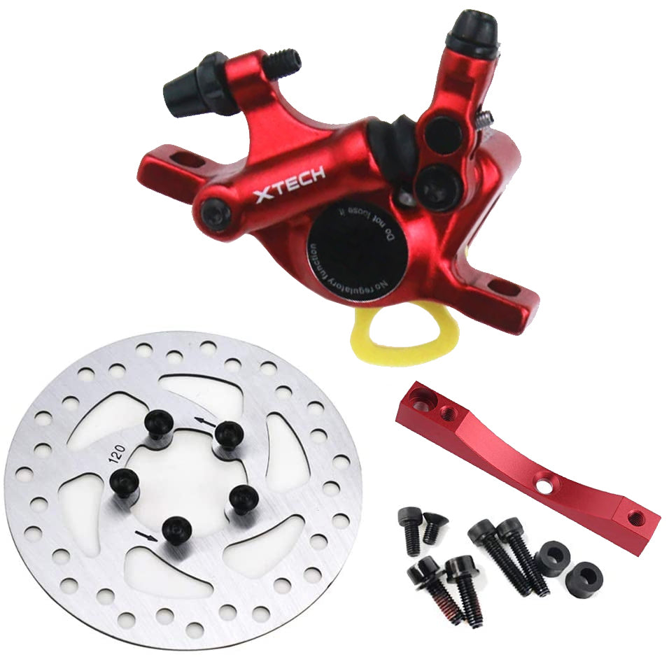 (RR) KIT PINZA XTECH + SOPORTE ROJO + DISCO 120MM
