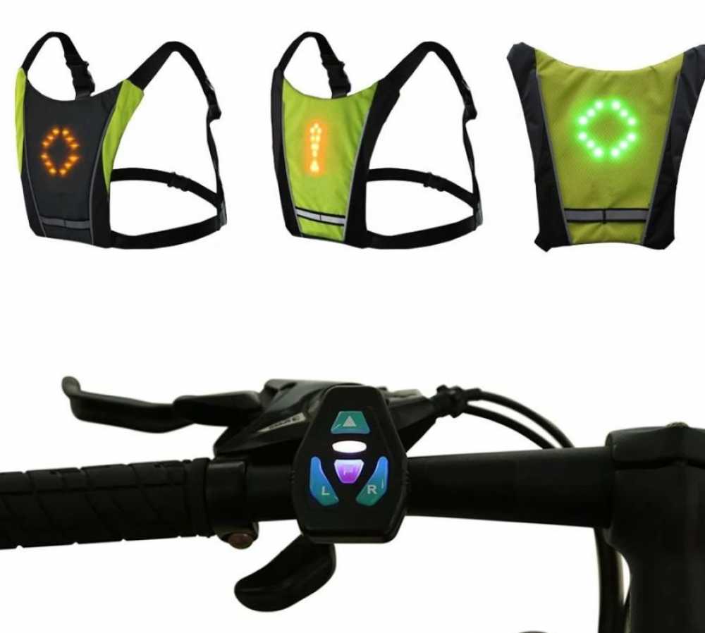CHALECO LED REFLECTANTE CON INTERMITENTE DE SEÑALES DPARA BICICLETA SC