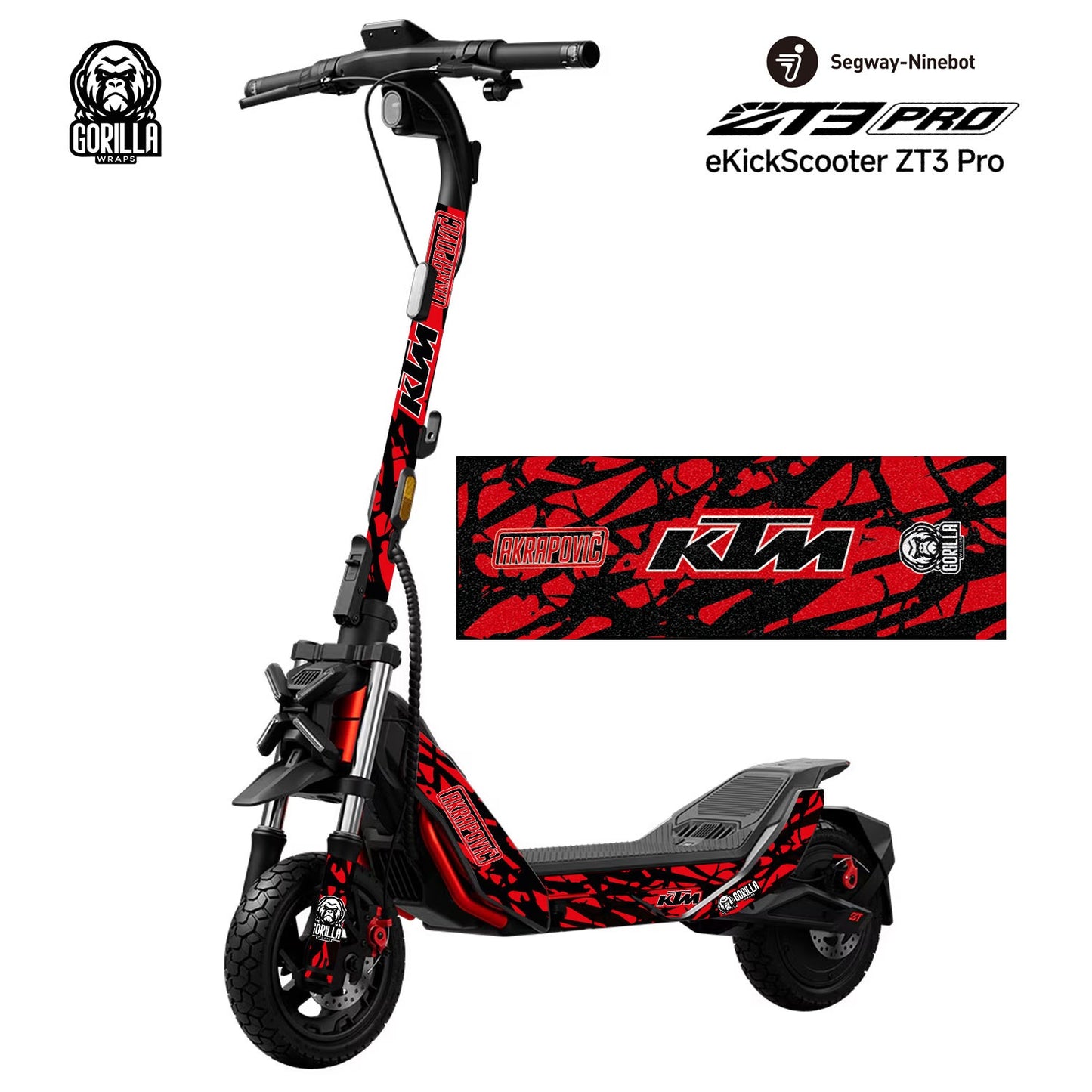 Autocollants Redbull X KTM pour Xiaomi (noir) – KIT COMPLET (26 autocollants) + BASE PRO/PRO2