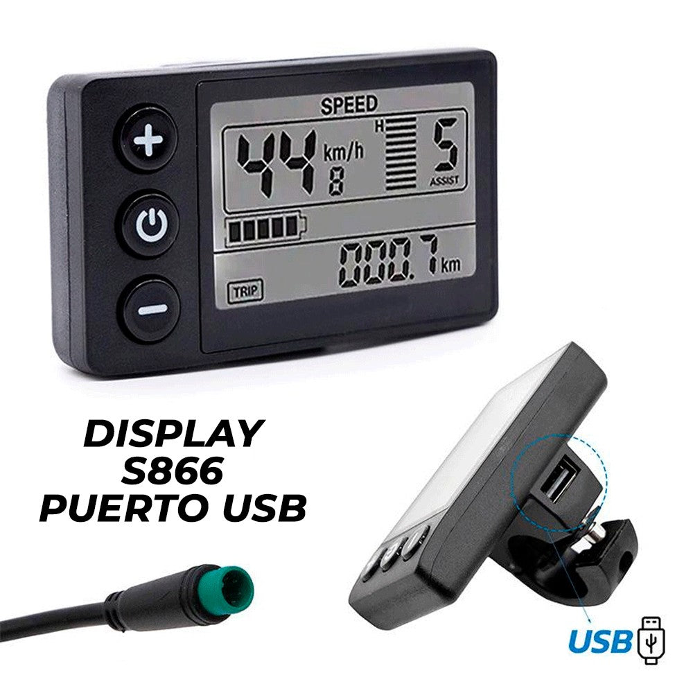 Display S866 Pantalla para bicicleta y patinete eléctrico con puerto U