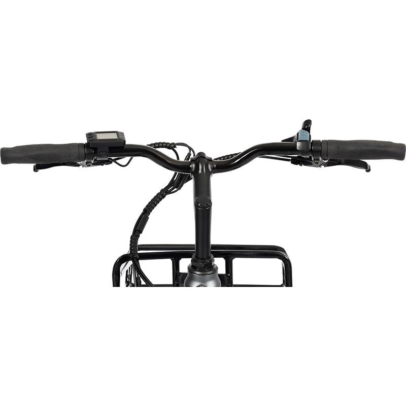 Bicicleta eléctrica urbana Antares blanca 700C con marco de acero y frenos de disco