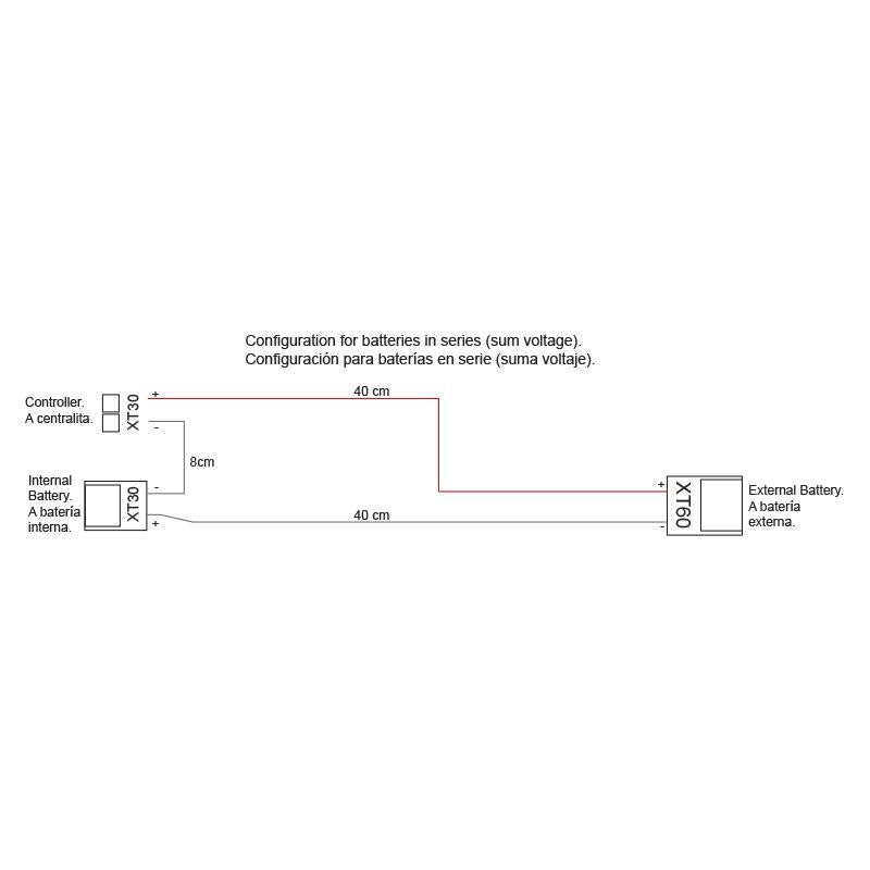 Cable para baterías externas en serie (conector XT30-XT60)