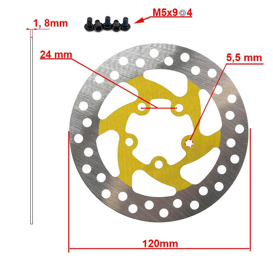 Disco de freno 120mm 5H amarillo