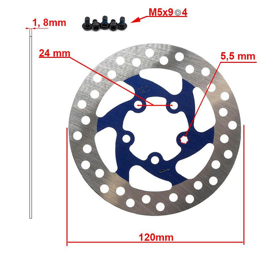 Disco de freno 120mm 5H azul