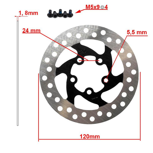 Disco de freno 120mm 5H negro