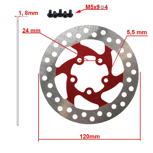 Disco de freno 120mm 5H rojo