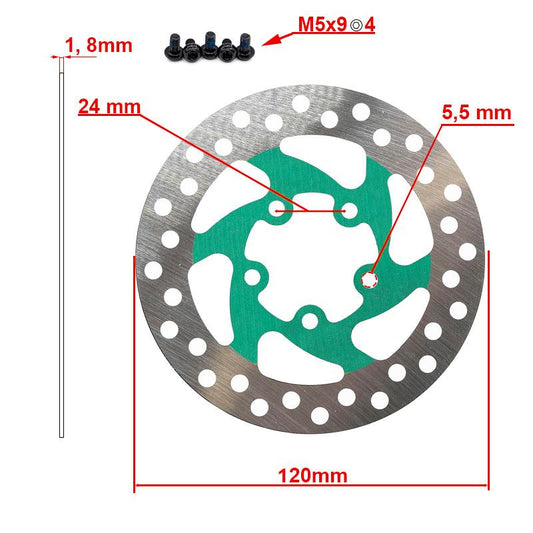 Disco de freno 120mm 5H verde