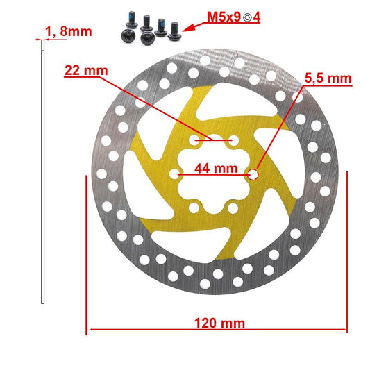 Disco de freno 120mm 6H amarillo