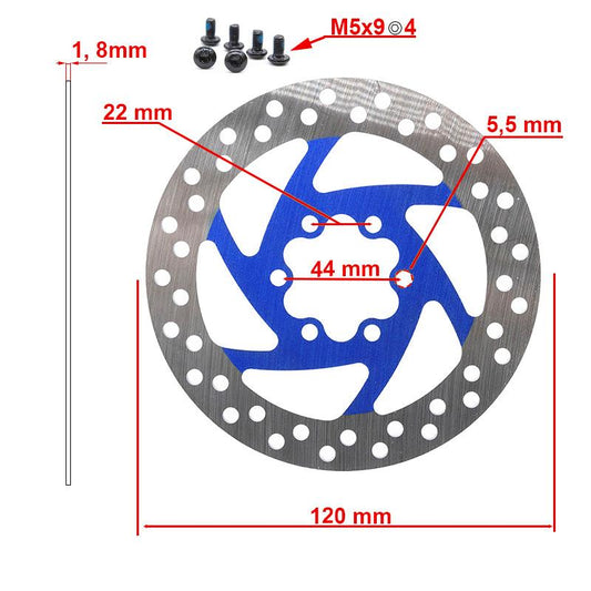 Disco de freno 120mm 6H azul