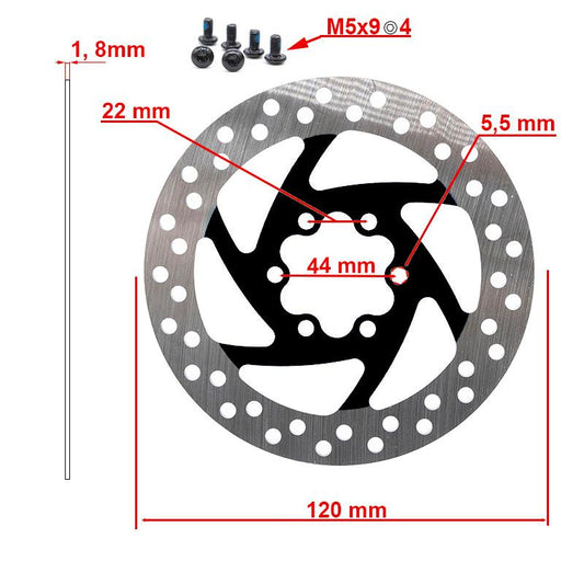 Disco de freno 120mm 6H negro