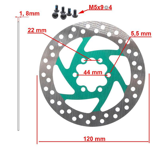 Disco de freno 120mm 6H verde