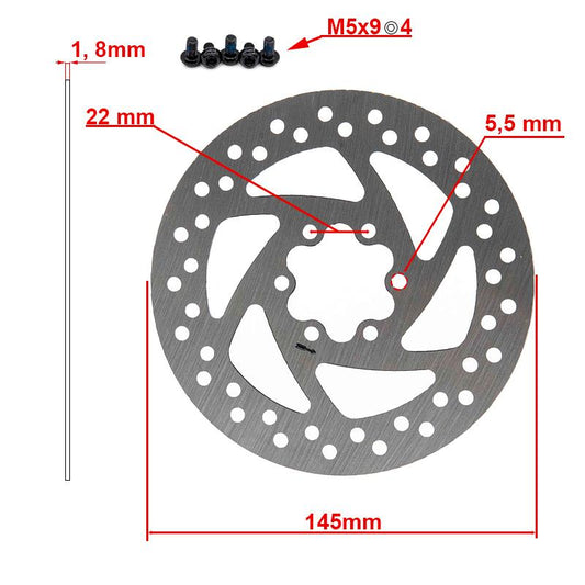 Disco de freno 145mm 6H plata