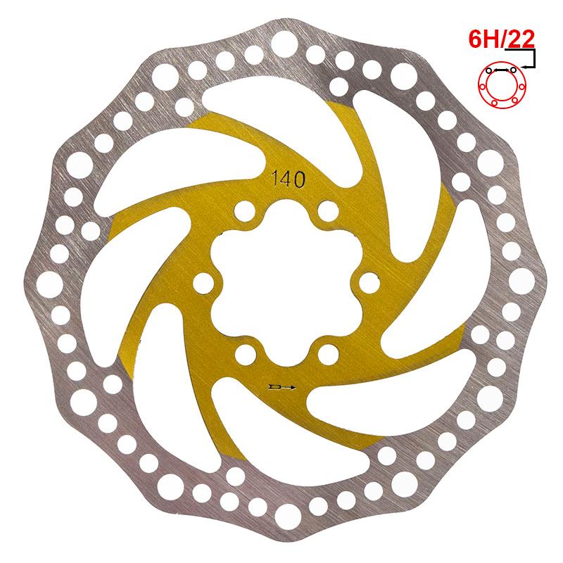 Disco de freno 140mm amarillo – 6 agujeros (Smartgyro / Kugoo y similares)