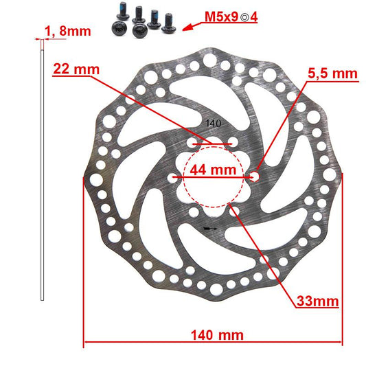 Disco de freno R6.1 140mm 6H plata