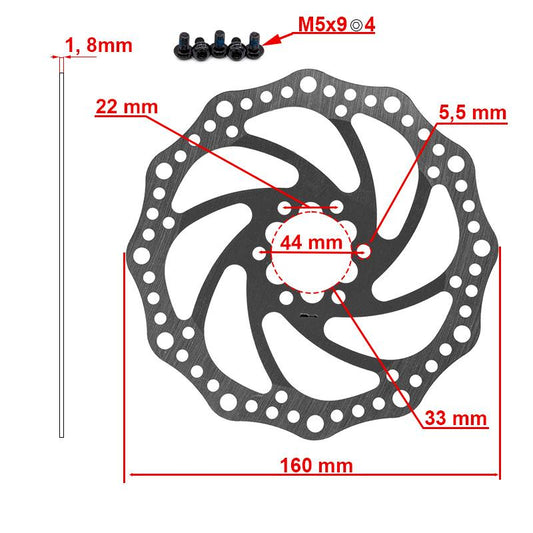 Disco de freno 160mm rojo – 6 agujeros