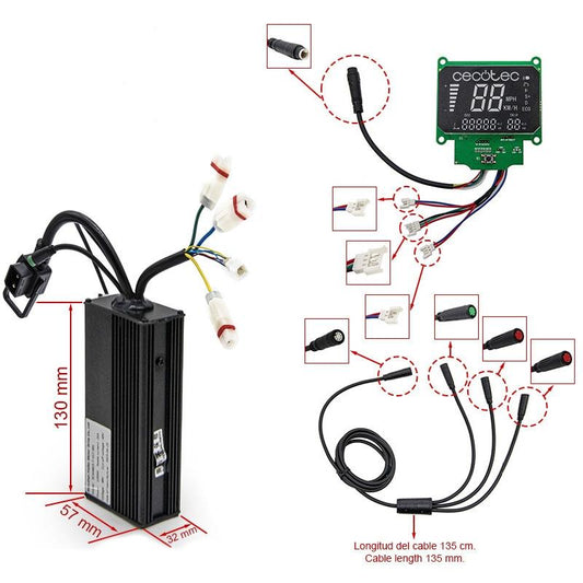 Kit controladora + pantalla 48V 1200W para Cecotec Bongo Z (Conector C18)
