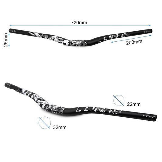 Manillar de 720mm con elevación 25mm negro-blanco