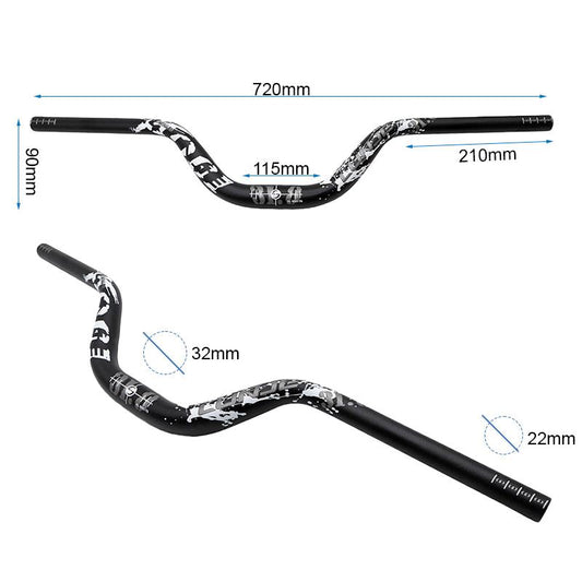 Manillar de 720mm con elevación 90mm negro