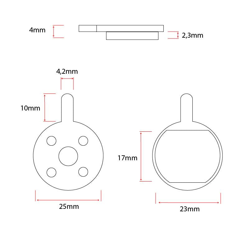 Pastilla de freno CT008-R de resina redonda con tetón