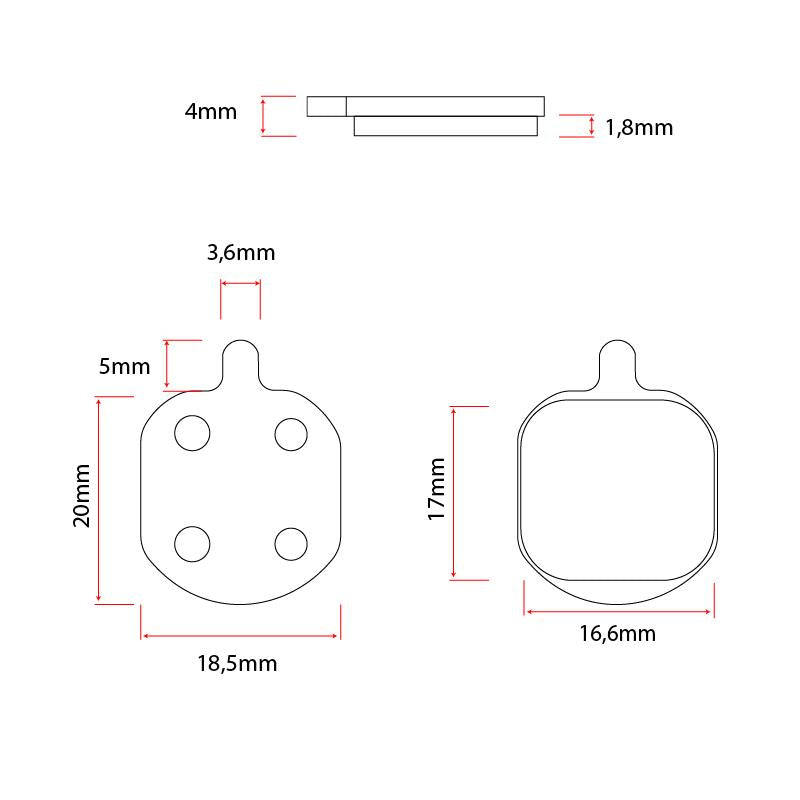 Pastilla de freno RT005-S sinterizada con tetón