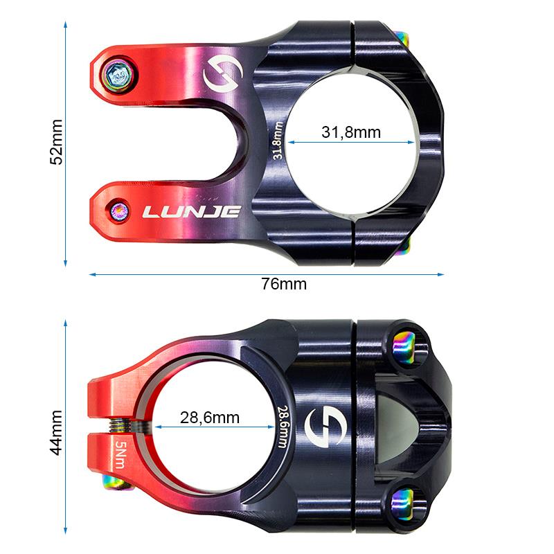Potencia para manillares de 31,8mm EWPM-002 negro-rojo