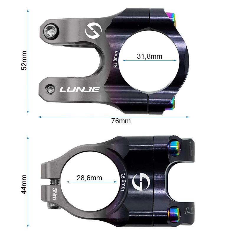 Potencia para manillares de 31,8mm negro gris