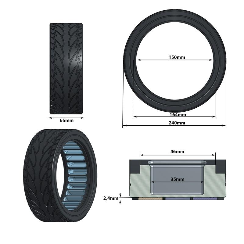 Roue pleine ultralégère 8,5×2