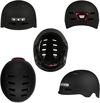 Casco de Bicicleta con LED Integrado y Casco de Ciclismo BMX Patin Casco Patinete Eléctrico Adulto con luz Trasera Ajustable Movilidad Urbana Bici Deporte CPSC y Certificado CE para Hombres y Mujeres
