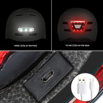 Casco de Bicicleta con LED Integrado y Casco de Ciclismo BMX Patin Casco Patinete Eléctrico Adulto con luz Trasera Ajustable Movilidad Urbana Bici Deporte CPSC y Certificado CE para Hombres y Mujeres