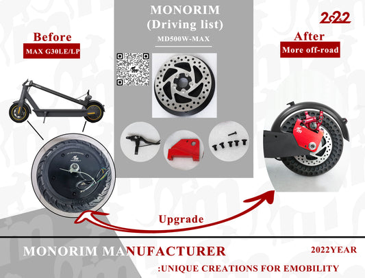 Tapa motor MONORI,500W para Ninebot G30 con acople de freno y maneta