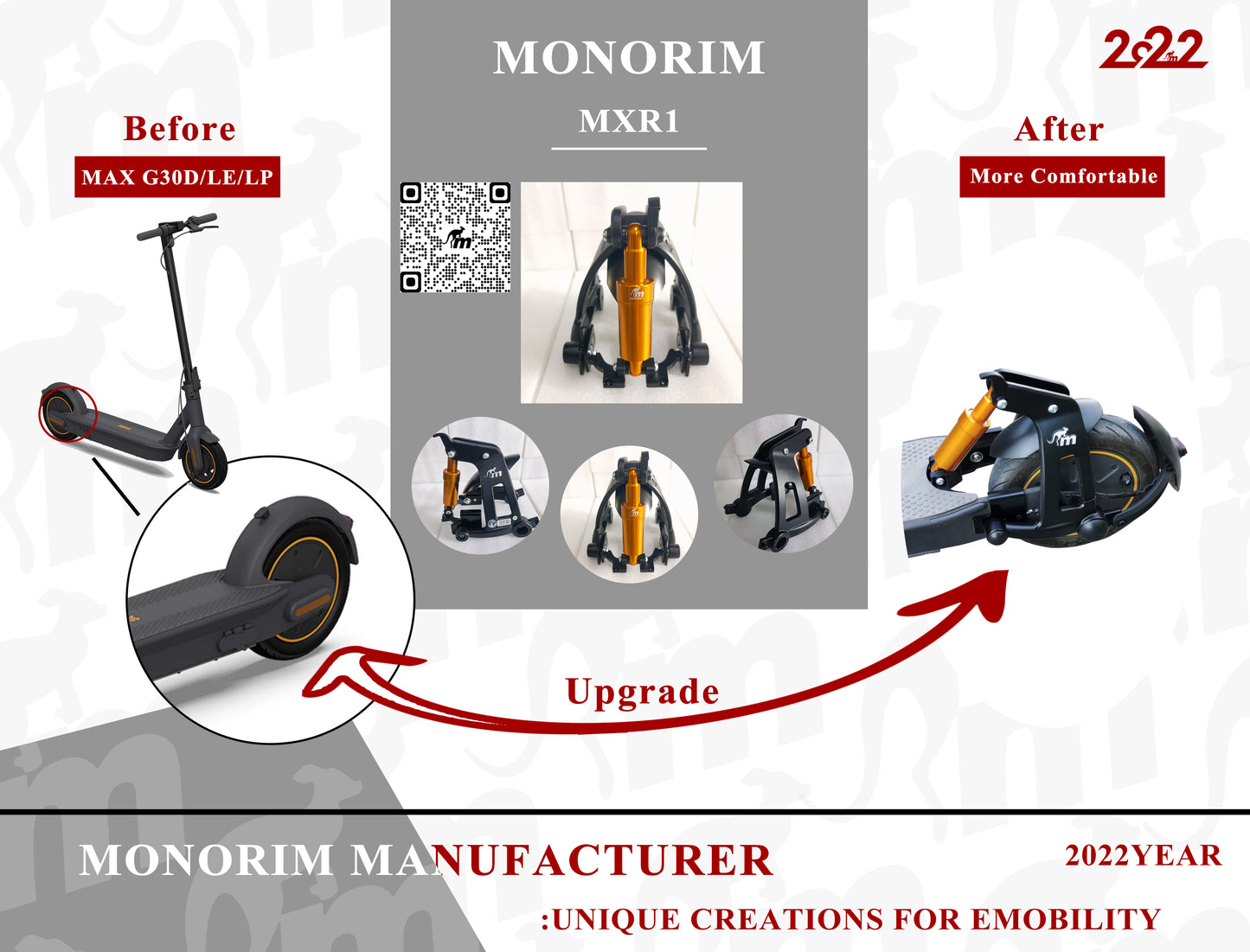 Suspension trasera monorim para ninebot g30 (MONORIM)