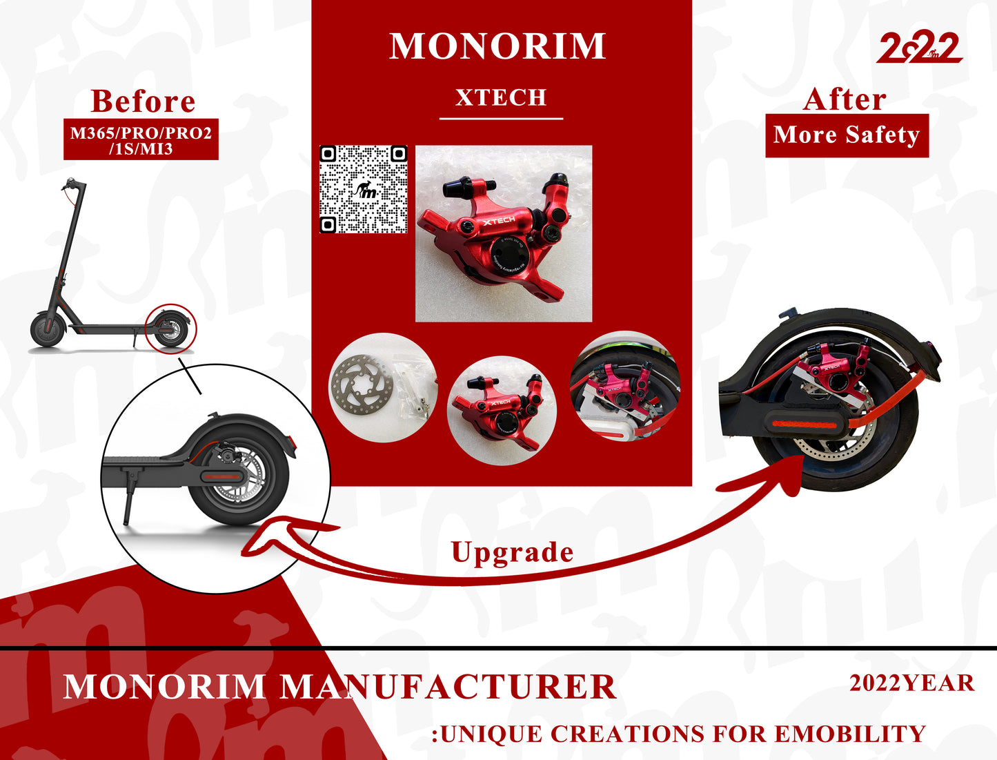 Pinzas de freno x-tech con acople y disco.(MONORIM)