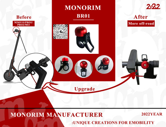 TIMBRE ROJO IONIZADO MONORIM CON ENGANCHE PARA GUARDABARROS (MONORIM)