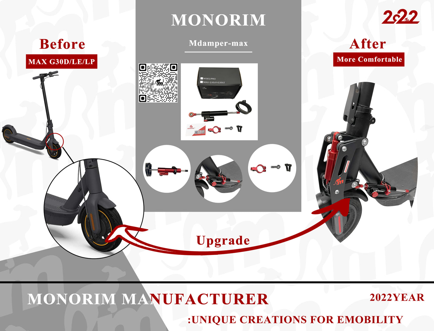 Damper MONORIM para xiaomi/estabilizador direccion