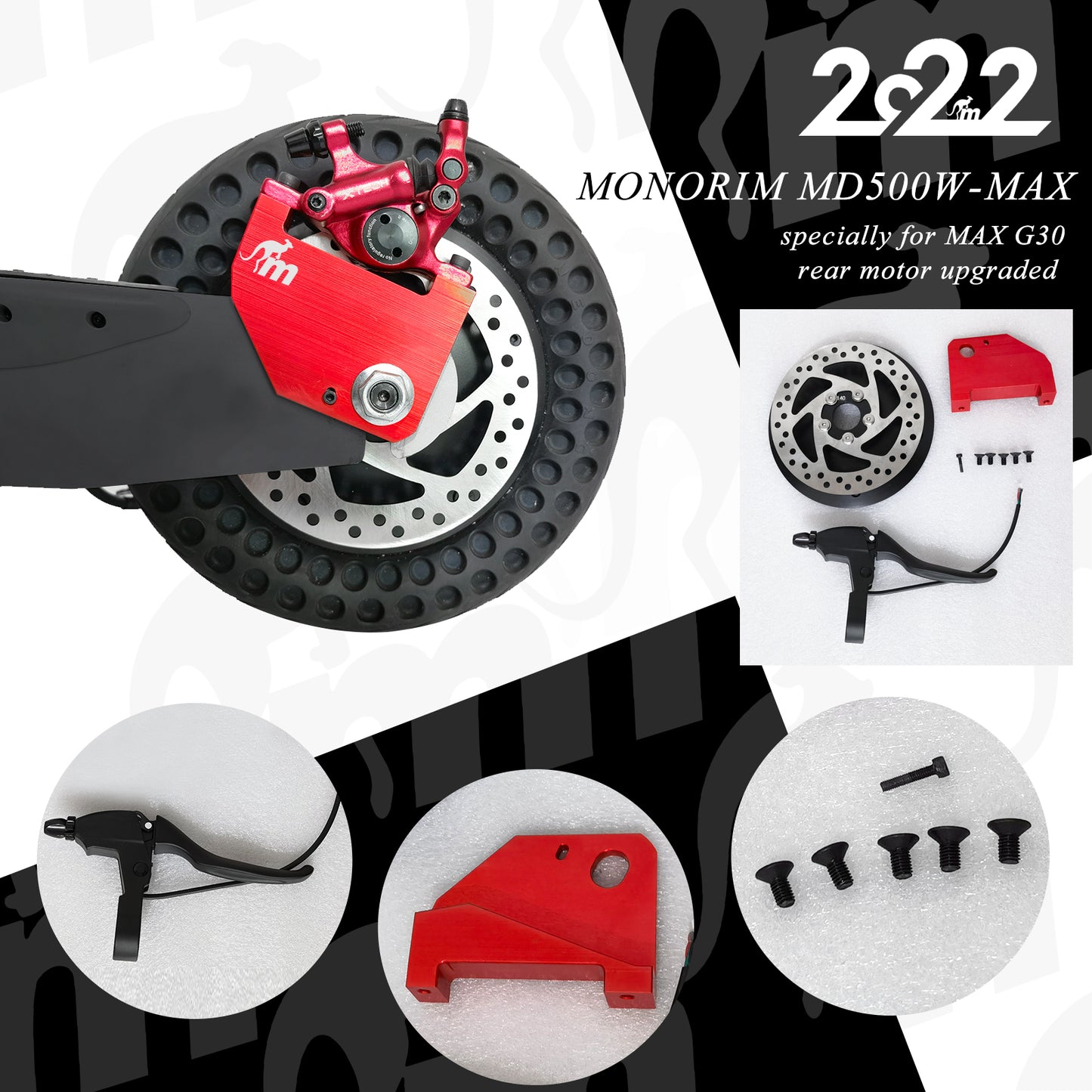 Tapa motor MONORI,500W para Ninebot G30 con acople de freno y maneta