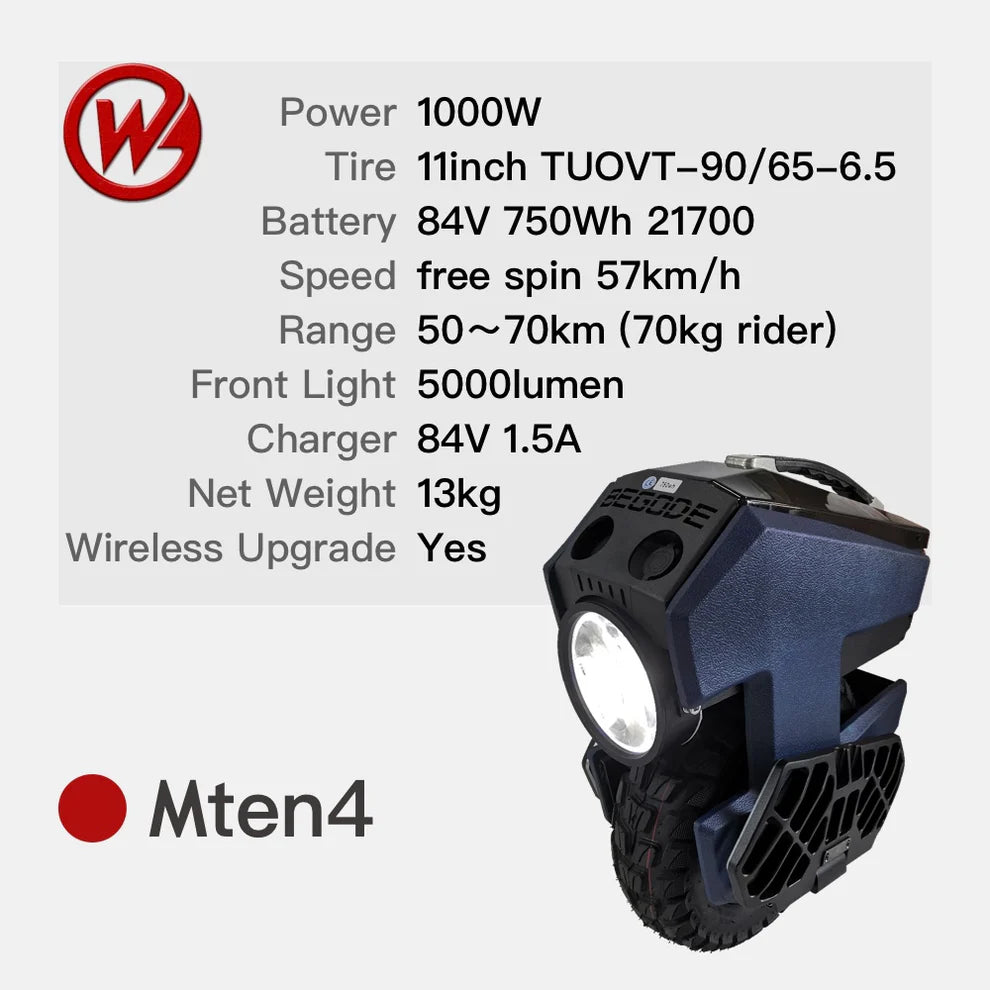 Monociclo eléctrico Begode Mten4 750wh/84V