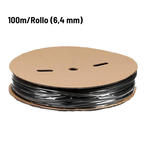 Tubo termorretráctil adhesivo de doble pared negro de 100 m - 1 rollo 3:1 (6,4 mm)