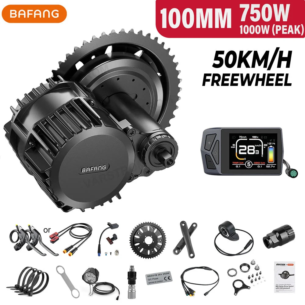 Kit conversión de bicicleta eléctrica de accionamiento medio 750W 48V – 100MM (Display: EKD01) [Bafang]