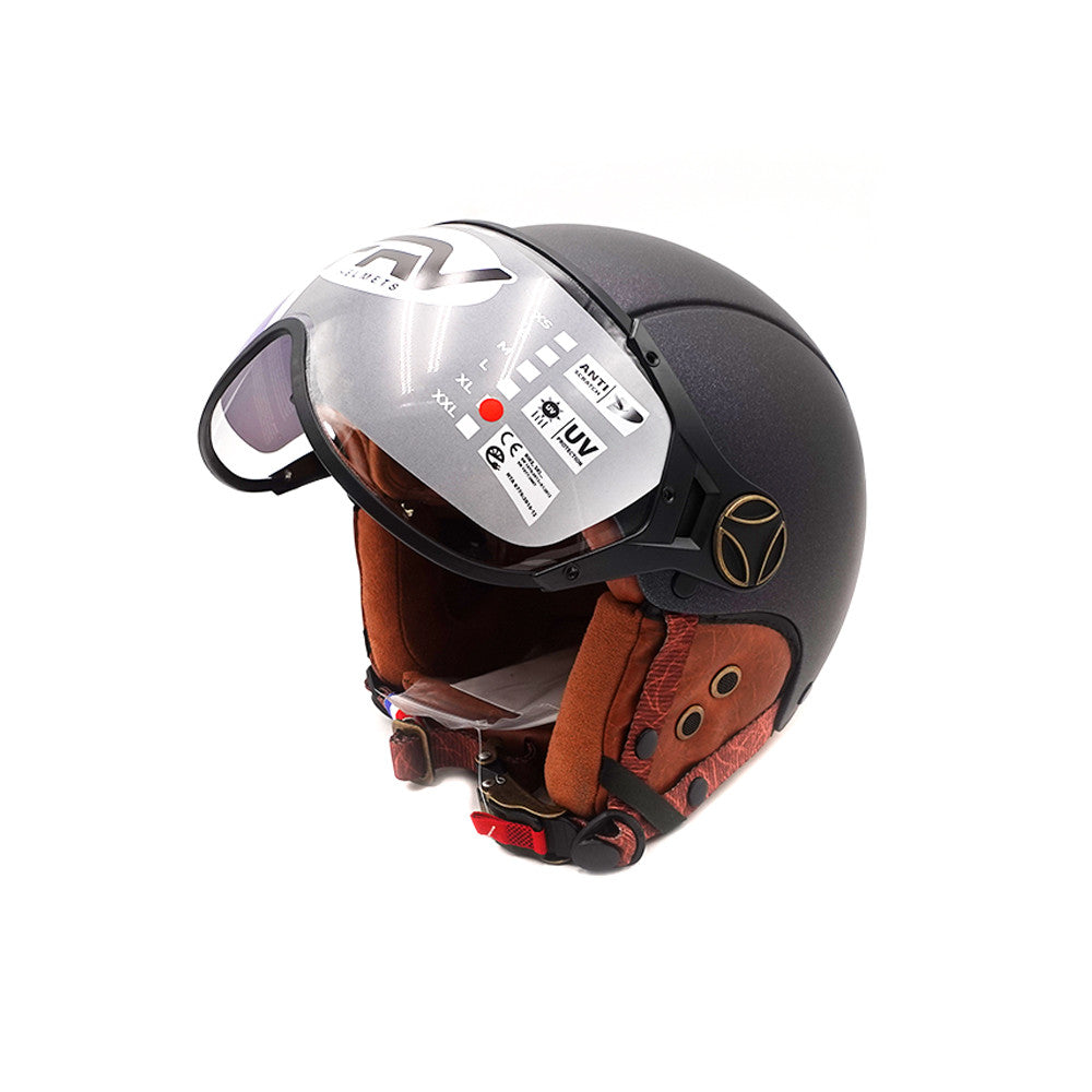 Casco JET  camaleón verde mate (tallas XS a XXL) (S)