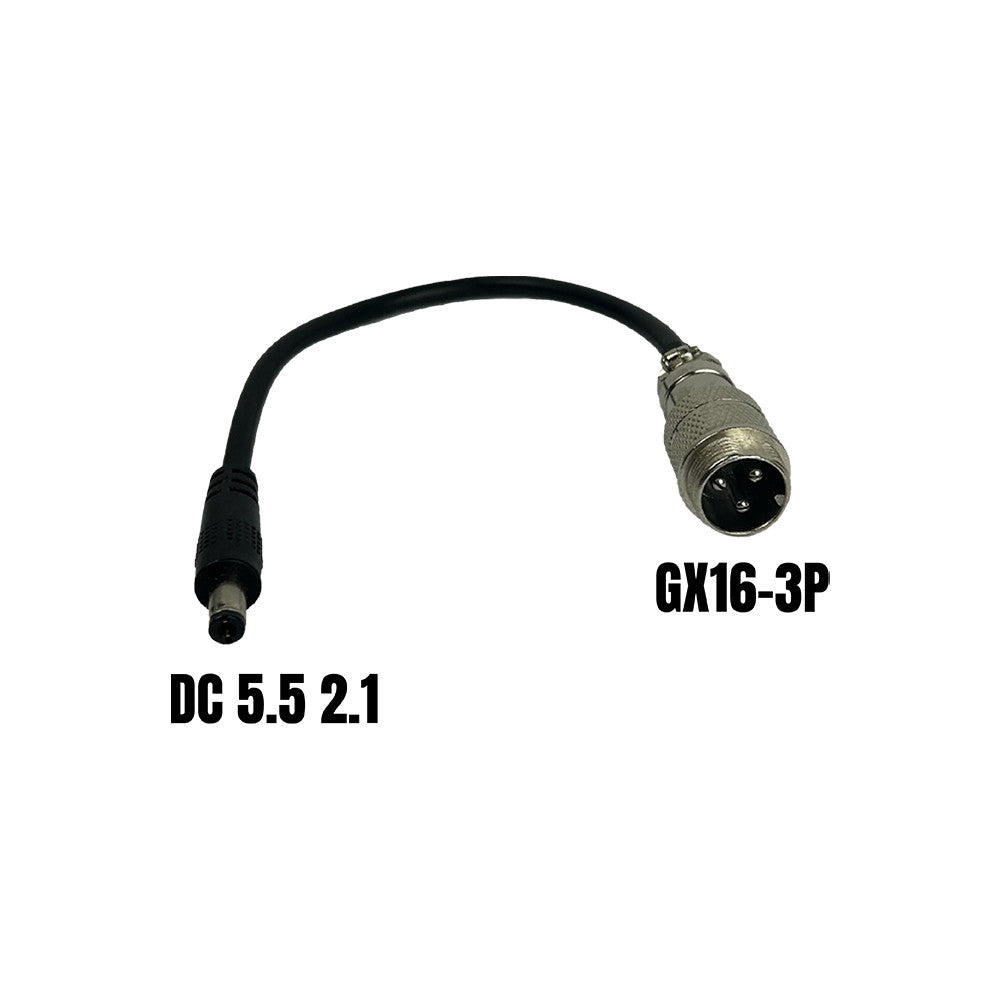 Adaptador de GX16-3P macho a DC 5,5 2,1 mm hembra