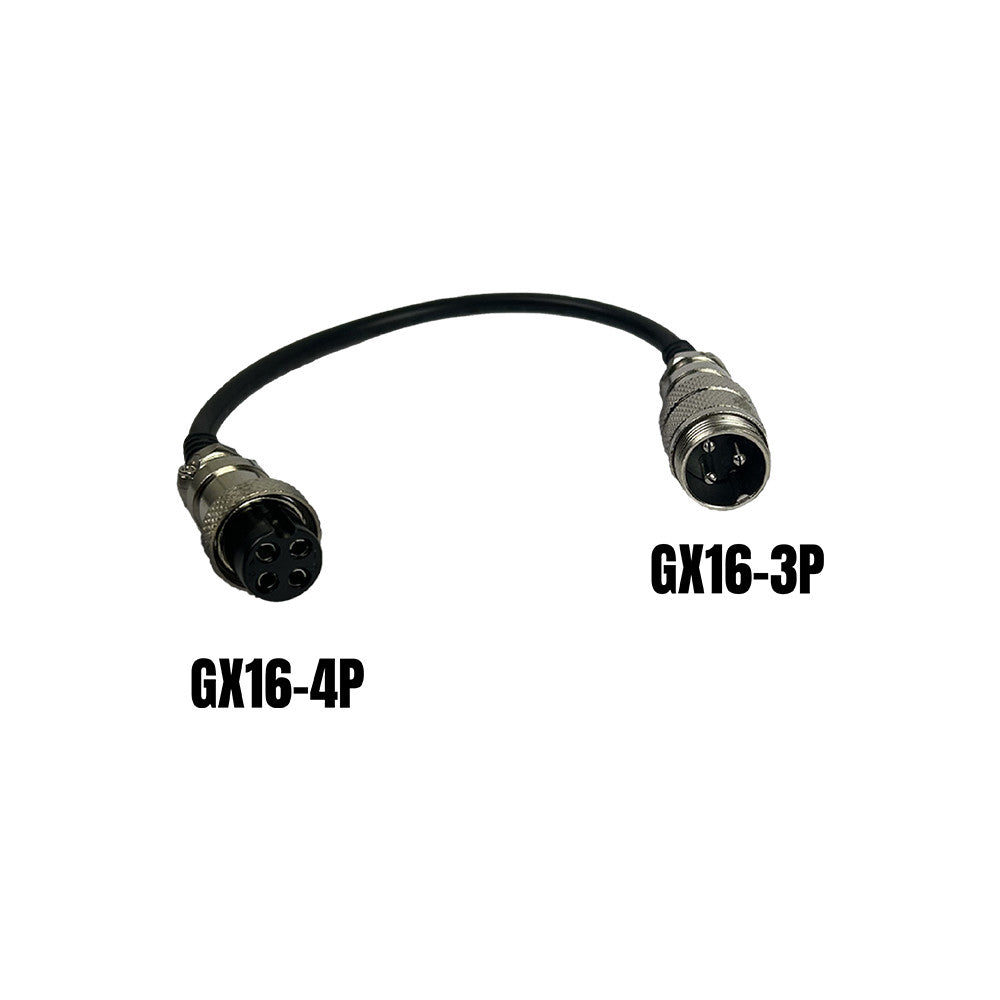 Adaptador de GX16-3 patillas macho a GX16-4 patillas hembra