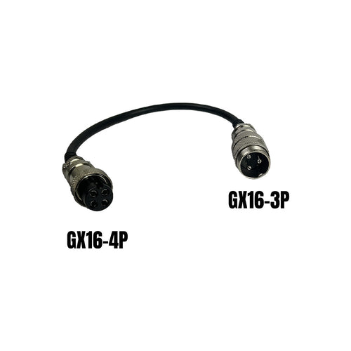 Adaptador de GX16-3 patillas macho a GX16-4 patillas hembra