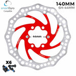 Disco de freno 140mm rojo (Smartgyro / Kugoo y similares) - Dentado (6H -44MM)
