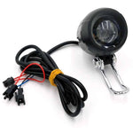 Schwarzer LED-Scheinwerfer mit Hupe, 12–72 V und SM-Anschluss